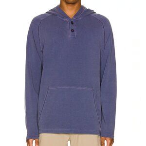 Rhone Bolinas Hoodie Pullover Sz M Cozzer Ranch Embroidery in Sun Dyed Indigo
